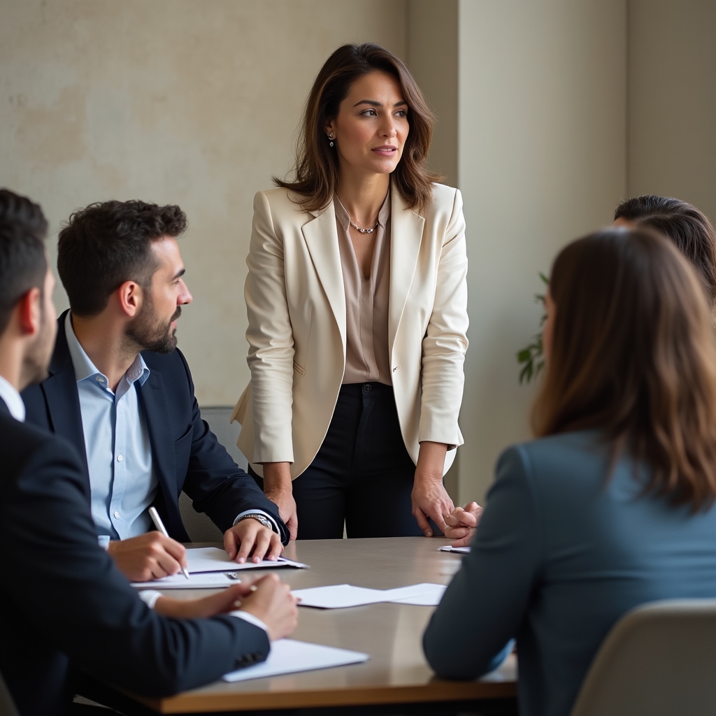 Facilitador trabajando con grupo en sesión de liderazgo