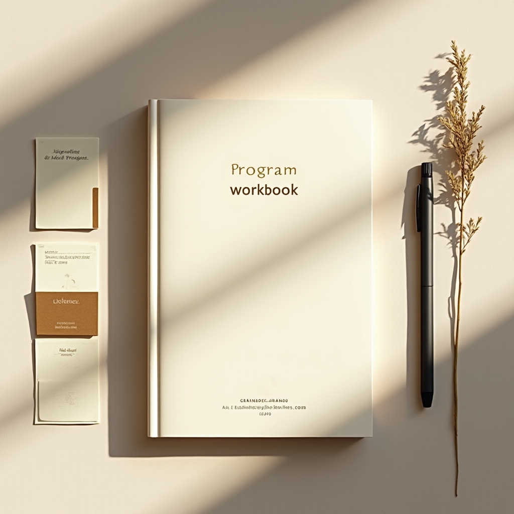 Materiales del programa sobre mesa de trabajo